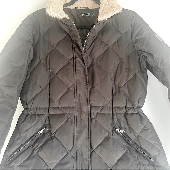 Lauren Ralph Lauren Black Quilted Down Insulated Puffer Coat Size M - No Hood